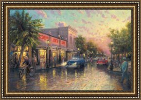 When The West with Evening Glows Framed Paintings - Key West by Thomas Kinkade