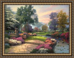 Living-waters Framed Prints - Living Waters - Golfer's Paradise, Hole One by Thomas Kinkade