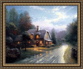 Boar Lane Framed Prints - Moonlight Lane I by Thomas Kinkade