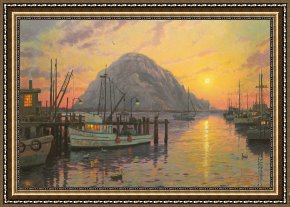 City by The Bay Framed Paintings - Morro Bay at Sunset by Thomas Kinkade