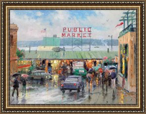 A Place Framed Prints - Pike Place Market by Thomas Kinkade