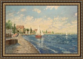 Carving The Name of Jesse Owens Into The Champions Plinth at The 1936 Summer Olympics in Berlin Framed Paintings - Summer Breeze by Thomas Kinkade