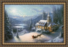 A Quiet Evening Framed Prints - Sunday Evening Sleigh Ride by Thomas Kinkade