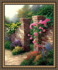The Garden of Eden Framed Paintings - The Rose Garden by Thomas Kinkade
