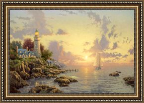 Sea Framed Paintings - The Sea of Tranquility by Thomas Kinkade