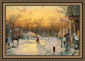 Square - Fort-philippe Framed Paintings - Town Square by Thomas Kinkade