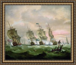 City by The Bay Framed Paintings - Admiral Sir Edward Hawke defeating Admiral de Conflans in the Bay of Biscay by Thomas Luny