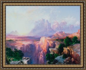 Tower of Babel Bible Illustration Framed Paintings - Rock Towers of the Rio Virgin by Thomas Moran