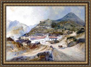 Village Framed Prints - The Village of Angangueo by Thomas Moran