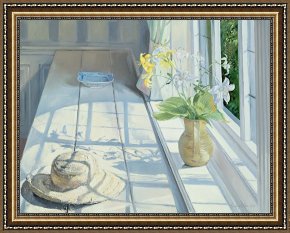 Cubist Lilies Framed Prints - Lilies And A Straw Hat by Timothy Easton