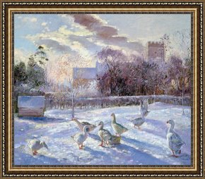 Newburyport Meadows Framed Prints - Winter Geese in Church Meadow by Timothy Easton