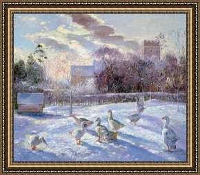Newburyport Meadows Framed Prints - Winter Geese in Church Meadow by Timothy Easton