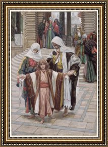 Jesus Healing The Leper Framed Prints - Jesus Found in the Temple by Tissot