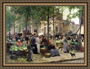 Square - Fort-philippe Framed Paintings - The Square in front of Les Halles by Victor Gabriel Gilbert