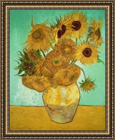 Hendrikus Van De Sende Baachyssun Framed Prints - Sunflowers by Vincent Van Gogh