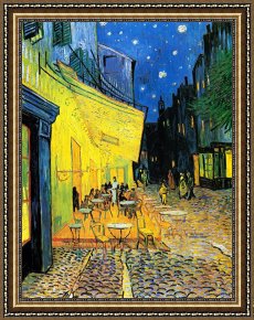 A Quiet Evening Framed Prints - Terrace of The Cafe on The Place Du Forum in Arles in The Evening by Vincent van Gogh
