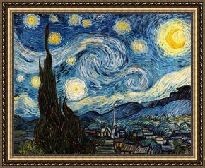 Hendrikus Van De Sende Baachyssun Framed Prints - The Starry Night by Vincent Van Gogh
