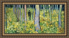 Hendrikus Van De Sende Baachyssun Framed Prints - Undergrowth with Two Figures by Vincent van Gogh