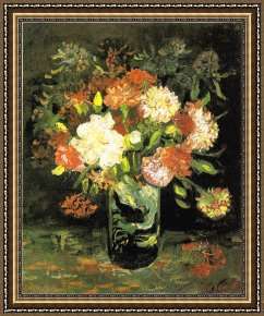 Vase Framed Prints - Vase with Carnations by Vincent van Gogh
