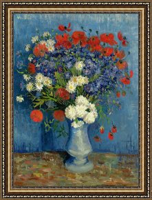 Meadow Poppies IV Framed Prints - Vase with Cornflowers and Poppies by Vincent van Gogh