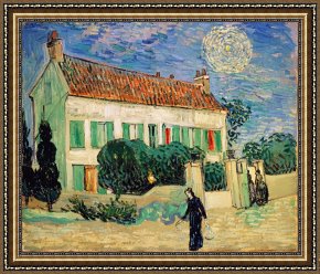 House Framed Prints - White House at Night by Vincent van Gogh
