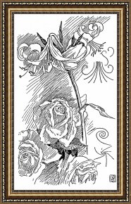 The Inferno, Canto 8, Lines 2729 Soon As Both Embark Framed Prints - Rose And Lily Line Drawing by Walter Crane