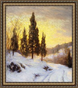 Sundown Framed Paintings - Winter Sundown by Walter Launt Palmer