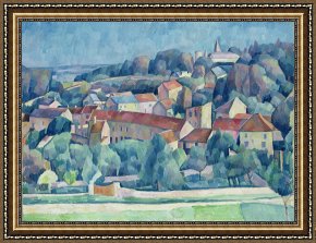 Village Framed Prints - Hardricourt Village and Castle by Walter Rosam