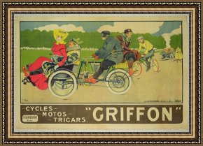 Advertisement Framed Prints - Vintage poster Bicycle Advertisement by Walter Thor