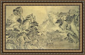 View of Delft Framed Paintings - View from the Keyin Pavilion on Paradise - Baojie Mountain by Wang Wen
