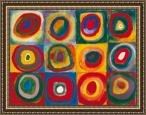 Square - Fort-philippe Framed Paintings - Colour Study Squares And Concentric Circles by Wassily Kandinsky