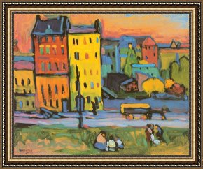 House Framed Prints - Houses in Munich 1908 by Wassily Kandinsky