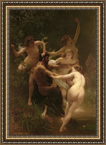 The Fairies a Scene Drawn From William Shakespeare Framed Paintings - Nymphs and Satyr by William Adolphe Bouguereau