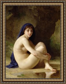 Seated Nude Framed Paintings - Seated Nude by William Adolphe Bouguereau