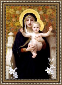 Cubist Lilies Framed Prints - The Virgin of The Lilies by William Adolphe Bouguereau