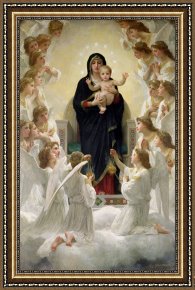 Meadow Angels - White Poppies Framed Prints - The Virgin with Angels by William Adolphe Bouguereau