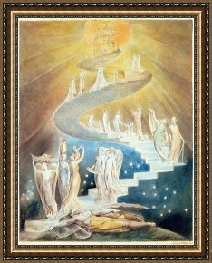 The Fairies a Scene Drawn From William Shakespeare Framed Paintings - Jacobs Ladder by William Blake