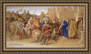 Round Midnight Framed Prints - Piety The Knights of The Round Table About to Depart in Quest of The Holy Grail by William Dyce