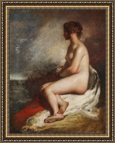 Seated Nude Framed Paintings - Study of a Seated Nude by William Etty