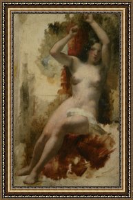 Seated Nude Framed Paintings - Study of a Seated Nude by William Etty