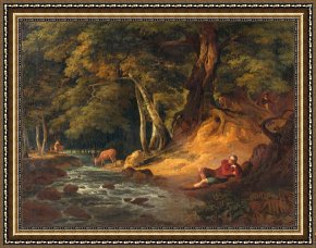 The Fairies a Scene Drawn From William Shakespeare Framed Paintings - Jacques And The Wounded Stag 'as You Like It,' Act Ii, Scene I by William Hodges