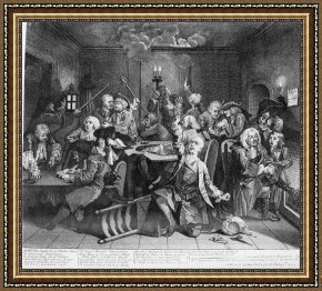 The Fairies a Scene Drawn From William Shakespeare Framed Paintings - A Rake's Progress, Plate 6, Scene in a Gaming House by William Hogarth