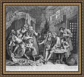 The Fairies a Scene Drawn From William Shakespeare Framed Paintings - A Rake's Progress, Plate 7, The Prison Scene by William Hogarth