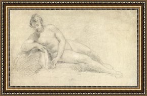 Nudes Framed Paintings - Study of a Female Nude by William Hogarth