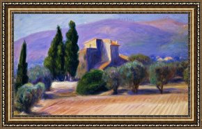Exterior Framed Paintings - Farm House In Provence by William James Glackens