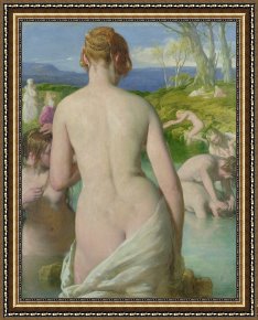 Unclothed Framed Paintings - The Bathers by William Mulready