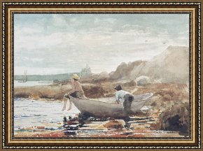 The Drummer Boy's Dream Framed Paintings - Boys on the Beach by Winslow Homer