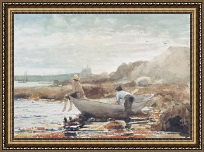 The Drummer Boy's Dream Framed Paintings - Boys on the Beach by Winslow Homer