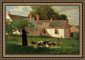 Scene Framed Prints - Farmyard Scene by Winslow Homer