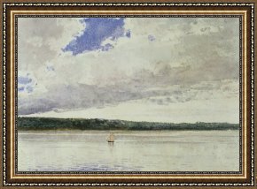 City by The Bay Framed Paintings - Small Sloop on Saco Bay by Winslow Homer